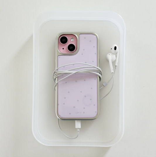 |ABOE| PINK STAR Silver Epoxy Phone Case