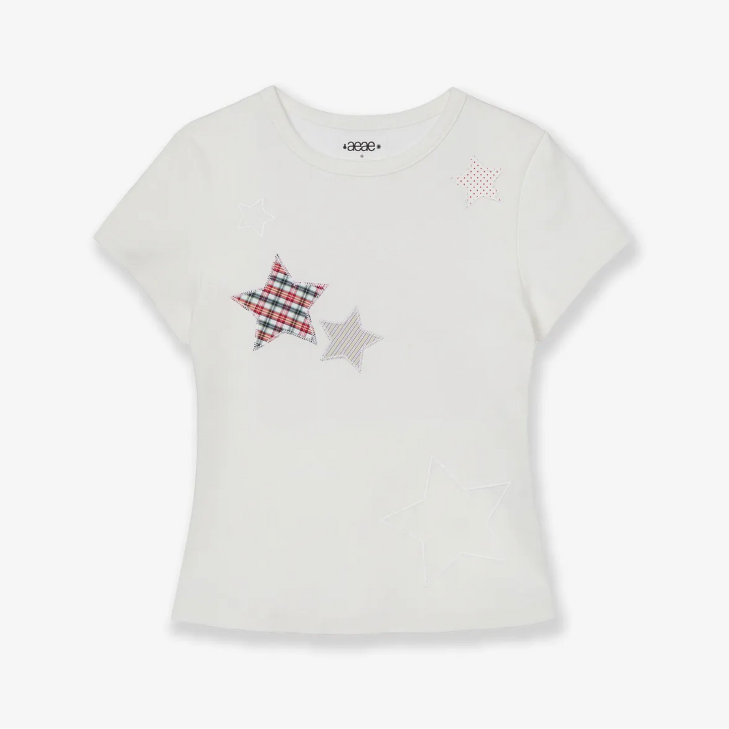 |aeae| CHECK STAR TEE |WHITE|