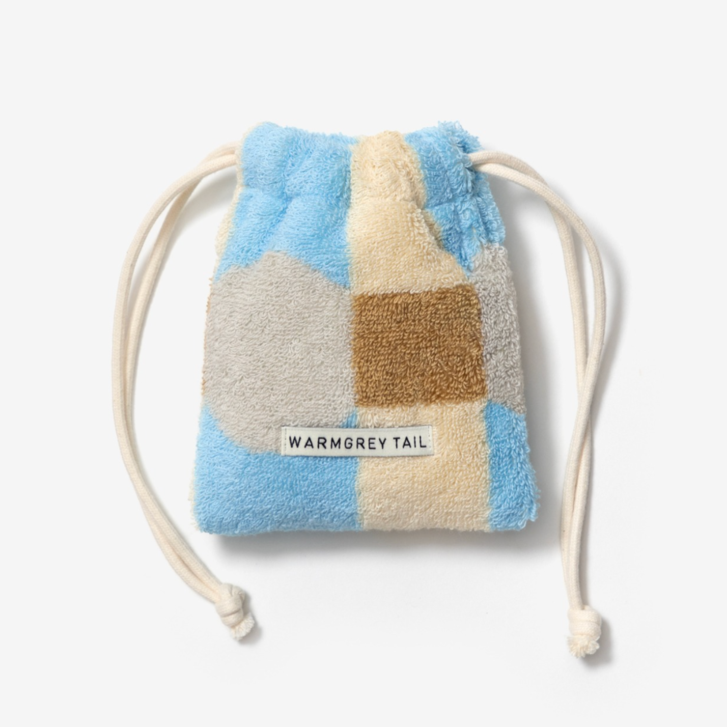 |WARMGREYTAIL| DOT CHECK TERRY POUCH - GREY ON CREAM