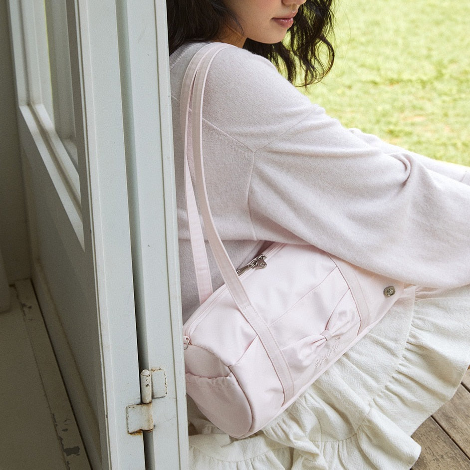 |ovuni| FLUFFY RIBBON BAG (Pale Pink)