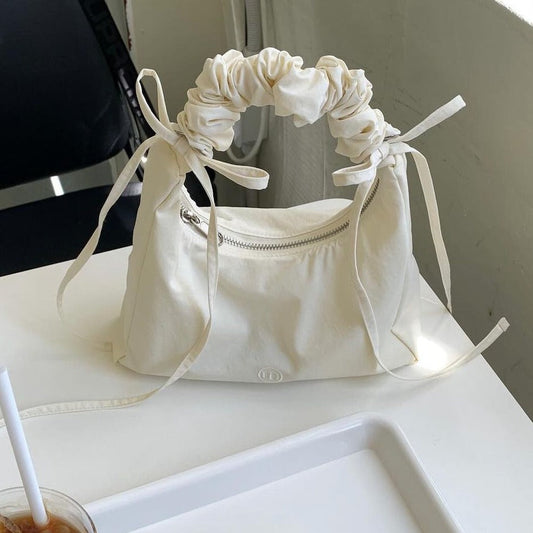 |untidy| |Recycle Nylon| Shirring Ribbon Bag Ivory