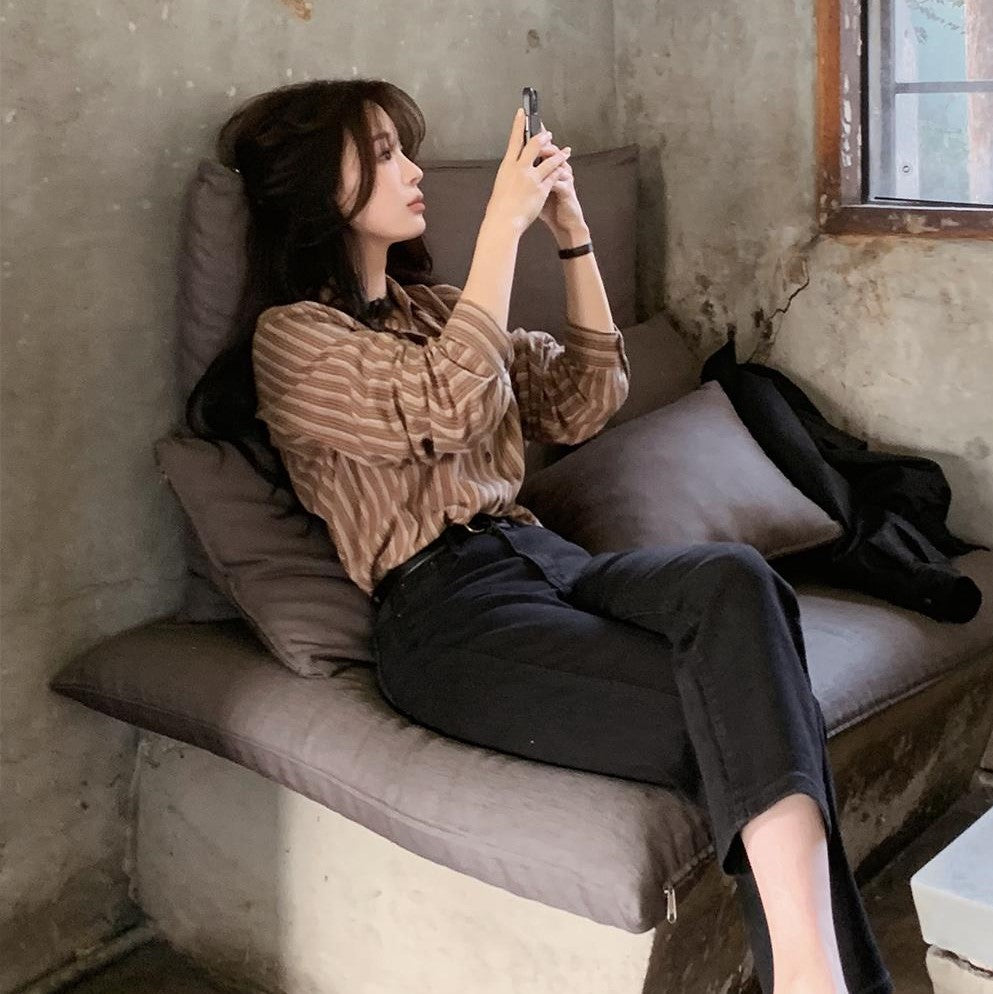 |SLOWAND| More Black Hidden Banding Straight Pants