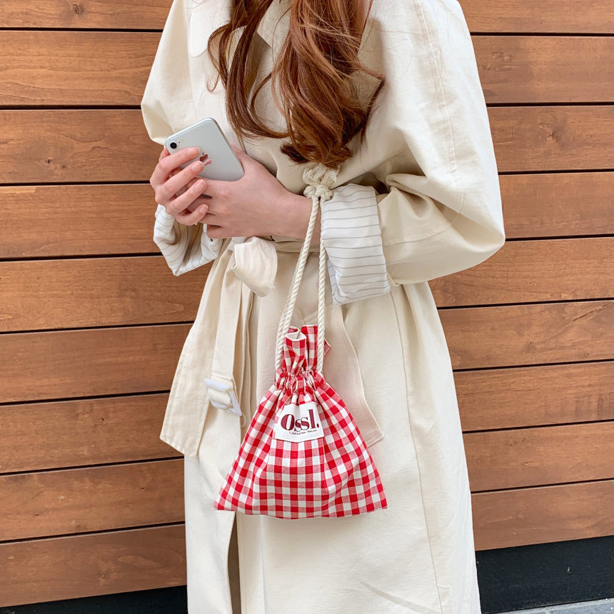 |Ossl| Handmade Mini Check Pouch