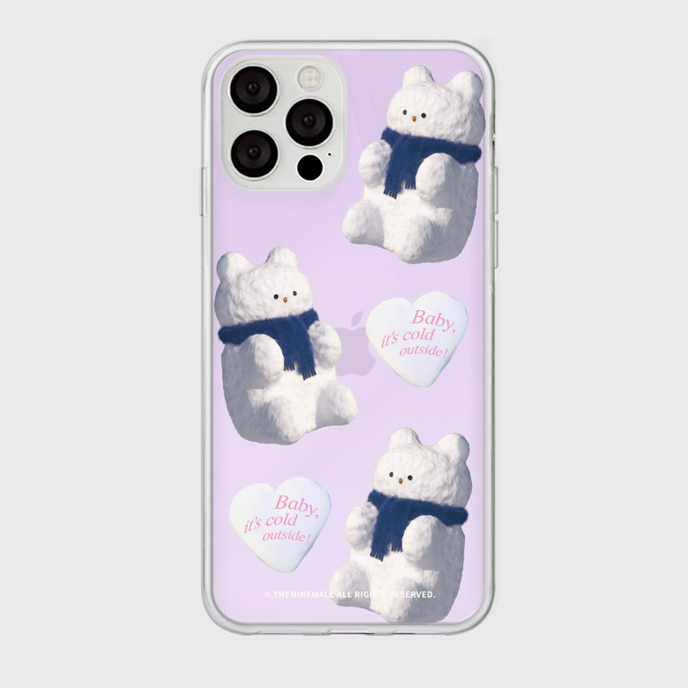 |THENINEMALL| Pattern Gummy Snowman Mirror Phone Case