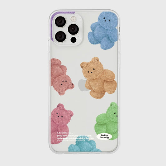 |THENINEMALL| Rainbow Teddy Gummy Clear Phone Case (3 types)