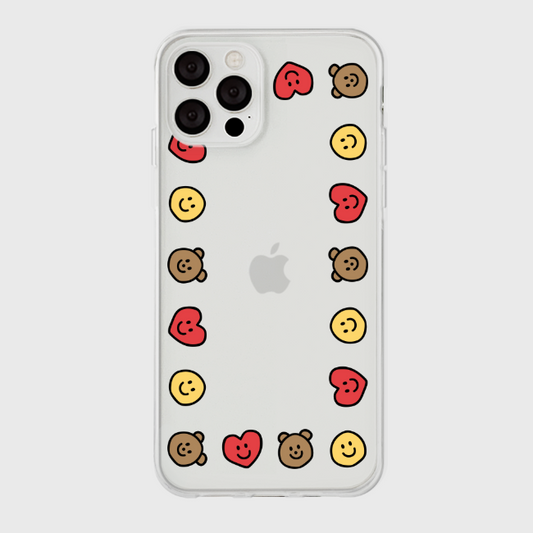 |THENINEMALL| Smile Friends Frame Clear Phone Case (3 types)