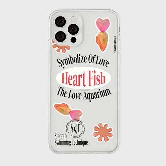 |THENINEMALL| Sticker Heart Fish Clear Phone Case (3 types)