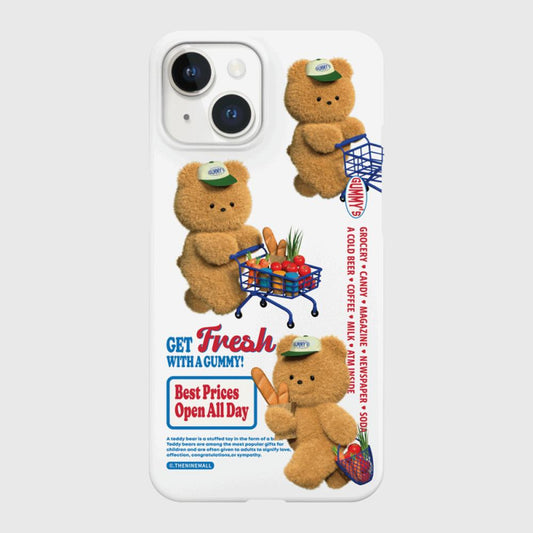 ｜THENINEMALL｜ Pattern Gummys Fresh Market Hard Phone Case (2 types)