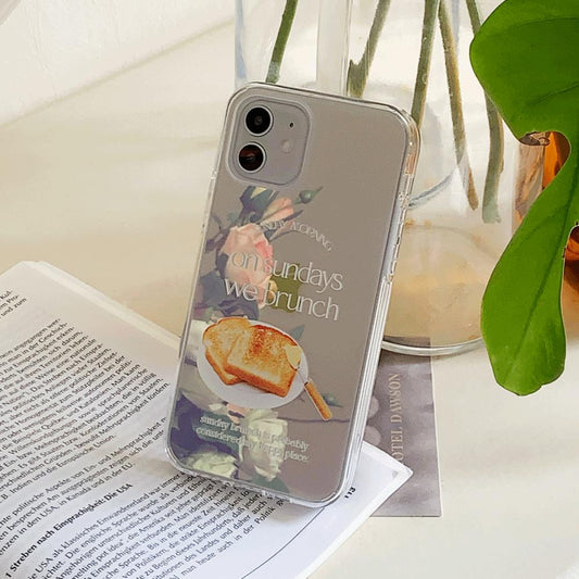 ｜Mademoment｜ Sunday Morning Lettering Design Glossy Mirror Phone Case