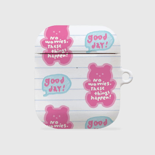 ｜THENINEMALL｜ Pattern Good Day Bear AirPods Hard Case