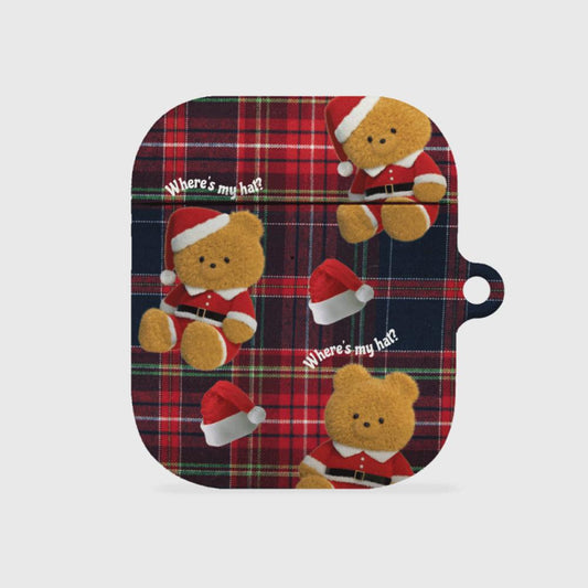 ｜THENINEMALL｜ Pattern Santa Hat Gummy AirPods Hard Case
