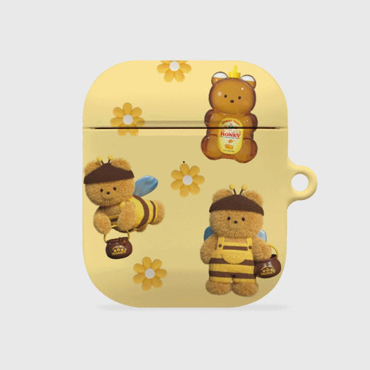 ｜THENINEMALL｜ Pattern Honey Bee Gummy AirPods Hard Case