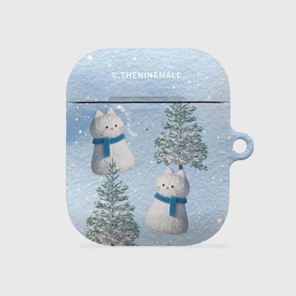 ｜THENINEMALL｜ Pattern Hey Cat Snowman AirPods Hard Case