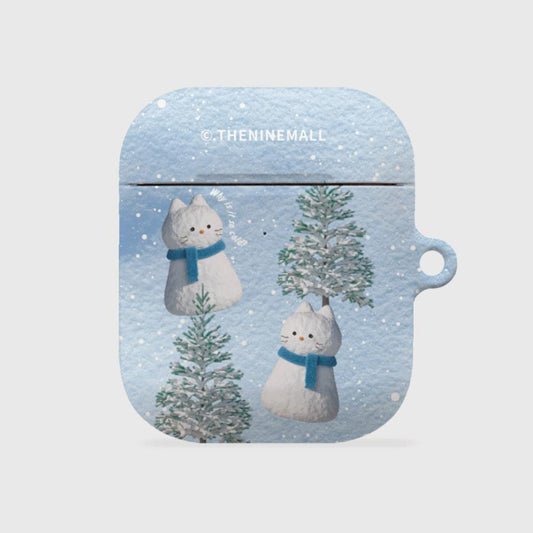 ｜THENINEMALL｜ Pattern Hey Cat Snowman AirPods Hard Case