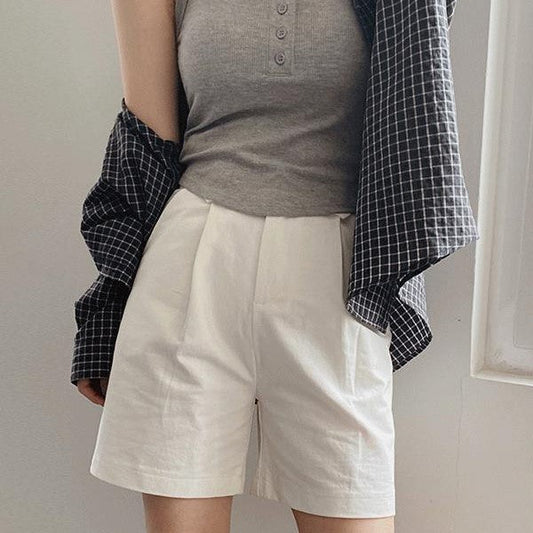 ｜SLOWAND｜ Cover Cotton Half One-pin Tuck Pants (3 Colors)