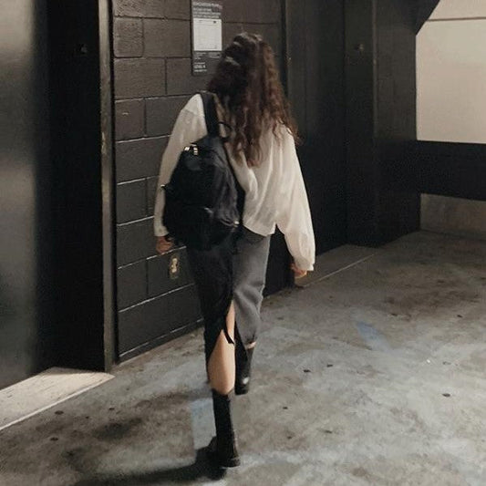 ｜SLOWAND｜ # SLOWMADE Black Denim Long Skirts (4 Sizes)