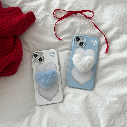 ｜Mademoment｜ Fluffy Heart Snow Design Phone Case