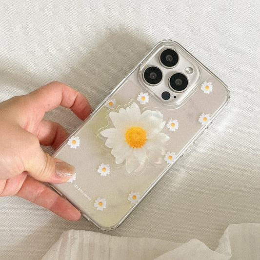 ｜Mademoment｜ Pure Daisy Pattern Design Glossy Mirror Phone