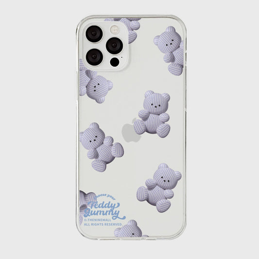 ｜THENINEMALL｜ Pattern Stripy Gummy Clear Phone Case (3 types)