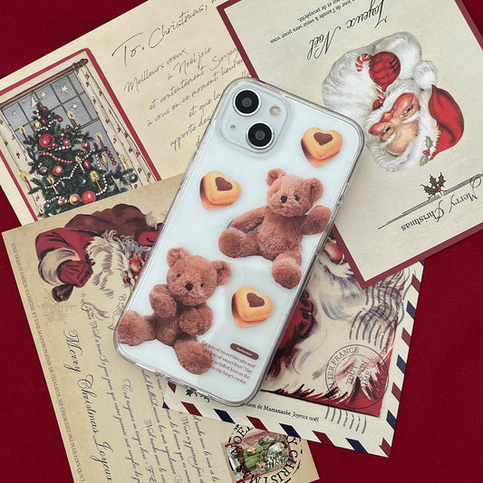 ｜Mademoment｜ Pattern Sweet Some Teddy Design Clear Phone Case (3 Types)