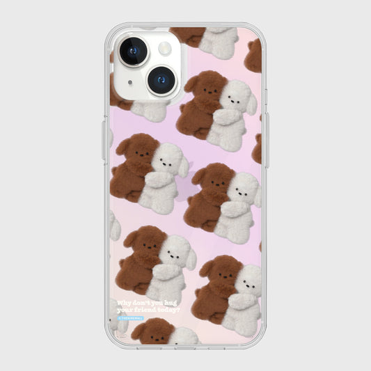 ｜THENINEMALL｜ Pattern Hug Puppy Mirror Phone Case