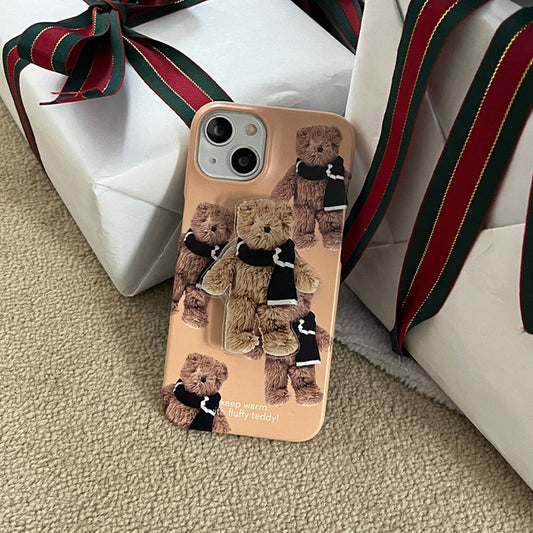 ｜Mademoment｜ Pattern Winter Fluffy Teddy Design Phone Case