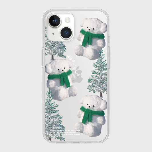 ｜THENINEMALL｜ Pattern Puppy Snowman Clear Phone Case (3 types)