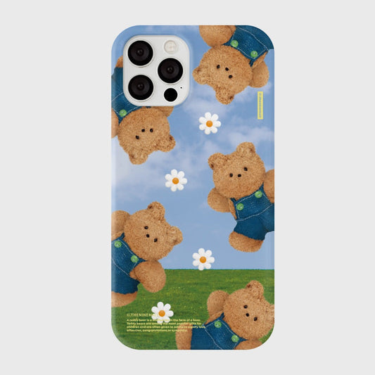 ｜THENINEMALL｜ 패턴 블루스카이 테디구미 Hard Phone Case (3 types)