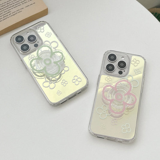 ｜Mademoment｜ Flower Doodle Pattern Design Glossy Mirror Phone