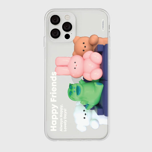 ｜THENINEMALL｜ 해피 프렌즈 Clear Phone Case (3 types)