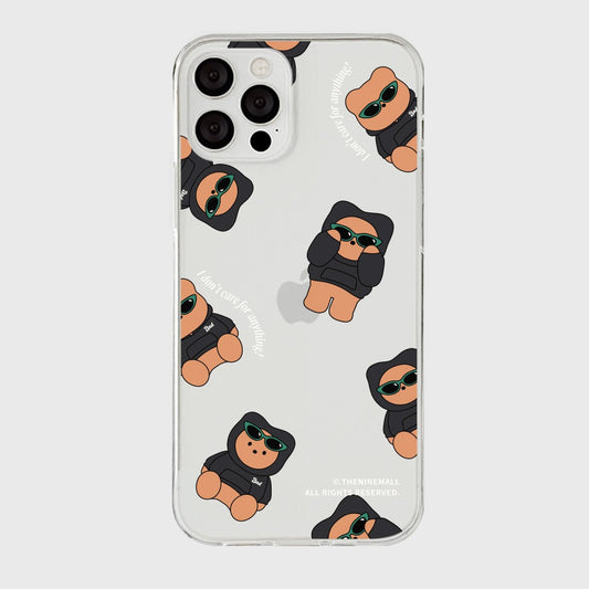 ｜THENINEMALL｜ Pattern Hoodie Gummy Clear Phone Case (3 types)