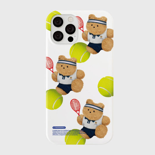 ｜THENINEMALL｜ 패턴 테니스 테디 Hard Phone Case (3 types)