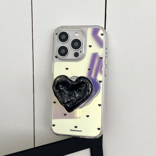 ｜Mademoment｜ Small Heart Pattern Design Glossy Mirror Phone