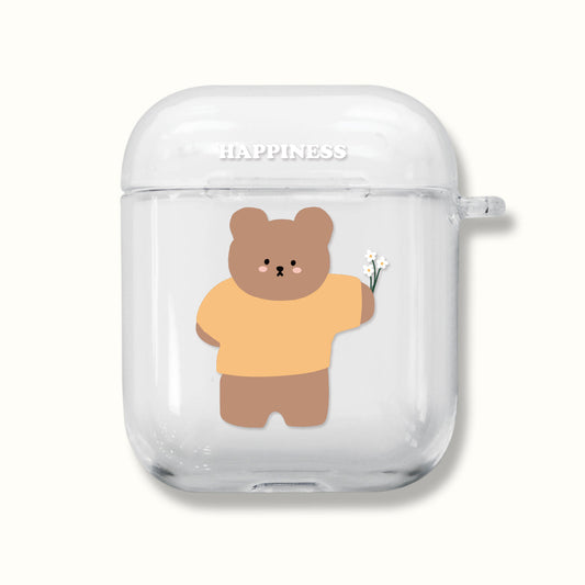 ｜MOMO CASE｜ 485 꽃줄베어 Clear Airpods Case