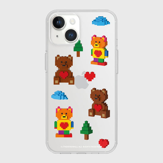 ｜THENINEMALL｜ Pattern Cube Gummy Clear Phone Case (3 types)