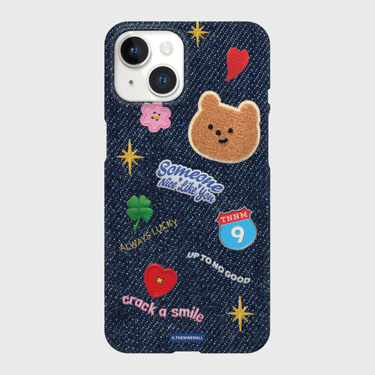 ｜THENINEMALL｜ Pattern Denim Patch Hard Phone Case (2 types)