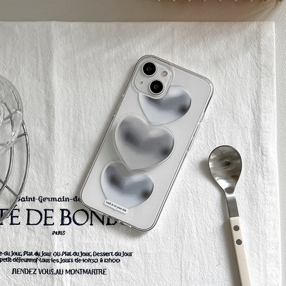 ｜Mademoment｜ Lucky Heart Design Clear Phone Case (3 Types)