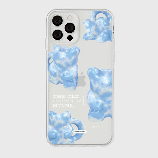 ｜THENINEMALL｜ 패턴 블루 포터리 Clear Phone Case (3 types)