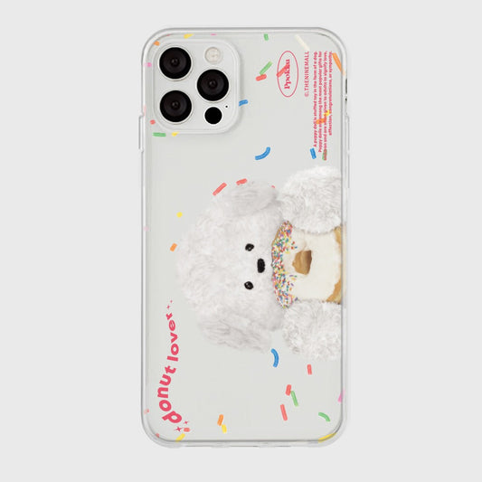 ｜THENINEMALL｜ 스프링클 도넛 뽀꾸 Clear Phone Case (3 types)