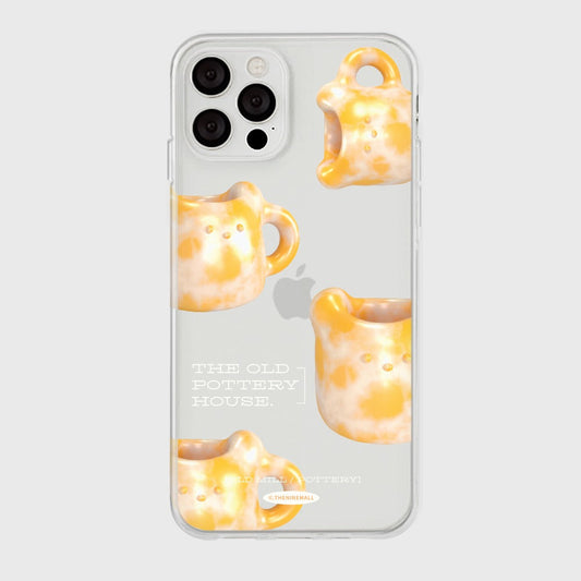 ｜THENINEMALL｜ 패턴 오렌지 포터리 Clear Phone Case (3 types)