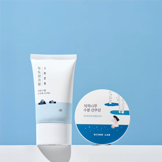 ｜Round Lab 1025 Dokdo｜ Sun Cream 50ml X Birch Moisture Sun Cushion 15g (SPF 50+ PA++++)