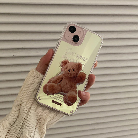 ｜Mademoment｜ Sweet Some Teddy Design Glossy Mirror Phone