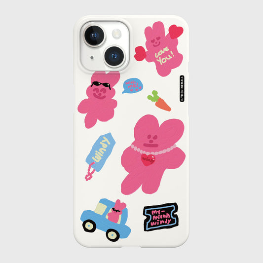 ｜THENINEMALL｜ Windy Painting Sticker Hard Phone Case (2 types)