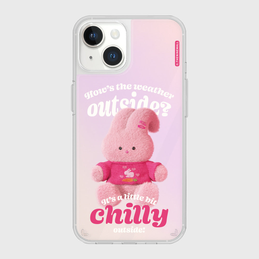 ｜THENINEMALL｜ Pink Knit Windy Mirror Phone Case