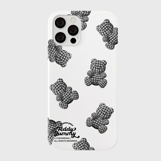 ｜THENINEMALL｜ Pattern Gingham Gummy Hard Phone Case (2 types)