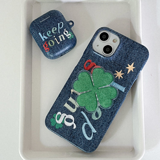 ｜Mademoment｜ Keep Going Denim Design Phone Case