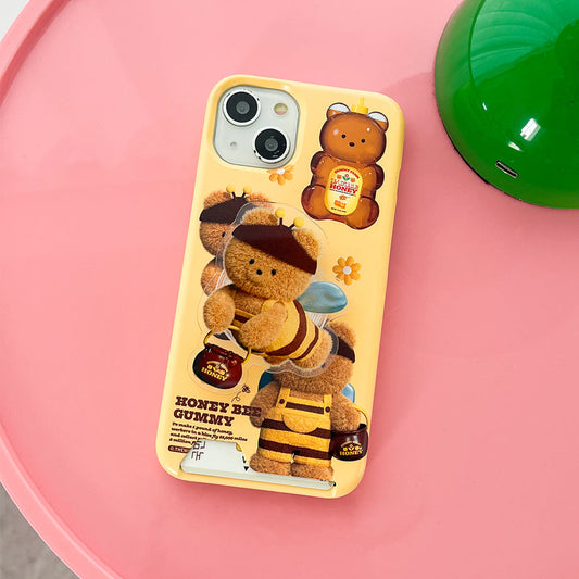 ｜THENINEMALL｜ Pattern Honey Bee Gummy Hard Phone Case (2 types)