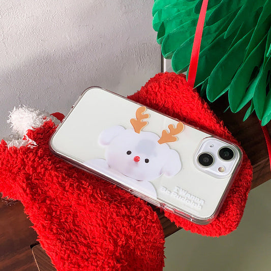 ｜THENINEMALL｜ Ppokku Wannabe Rudolph Clear Phone Case (3 types)