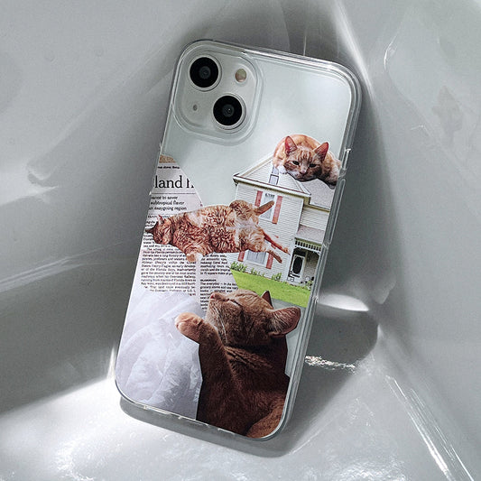 ｜Mademoment｜ Lazy Cat Design Clear Phone Case (3 Types)