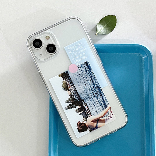 ｜Mademoment｜ Break Time Sticker Design Clear Phone Case (3 Types)